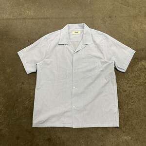 Buck Mason Striped Camp Collar Shirt Large 100% Cotton Short Sleeve
